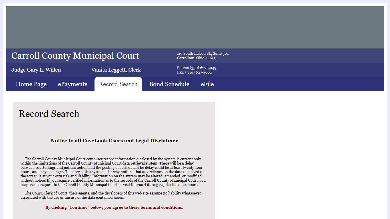 Carroll County Municipal Court - Record Search